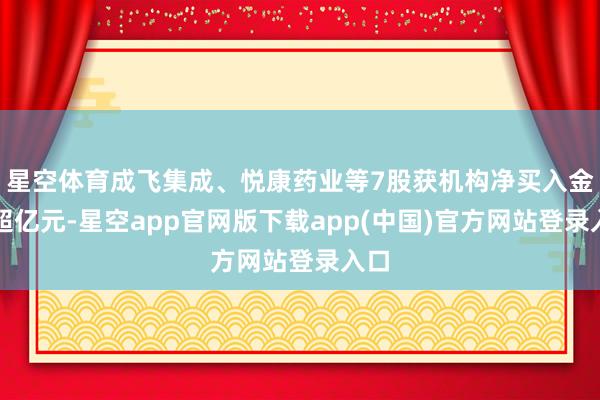 星空体育成飞集成、悦康药业等7股获机构净买入金额超亿元-星空app官网版下载app(中国)官方网站登录入口