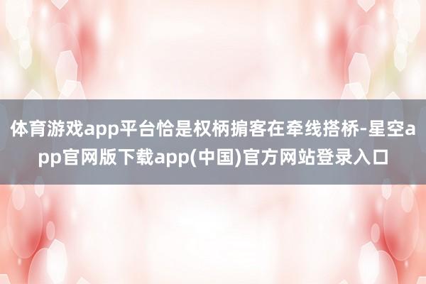 体育游戏app平台恰是权柄掮客在牵线搭桥-星空app官网版下载app(中国)官方网站登录入口