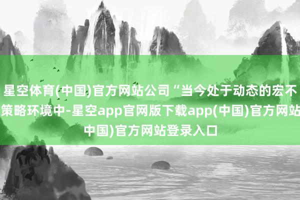 星空体育(中国)官方网站公司“当今处于动态的宏不雅经济和策略环境中-星空app官